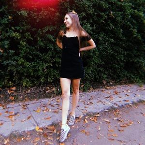 Black jean overall skirt